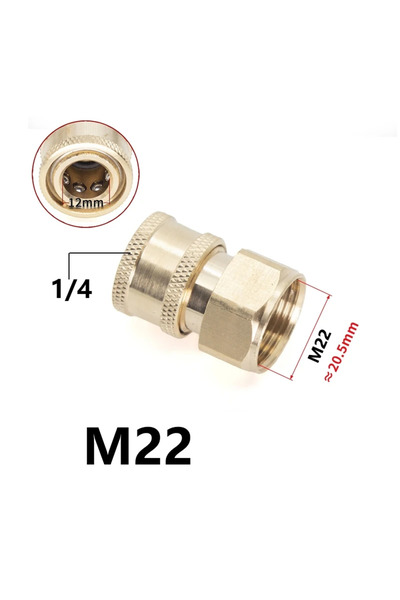 Choice MULTI Brass M22-14mm/15mm to 1/4 Inch Pressure Washer Adapter Set Quic...
