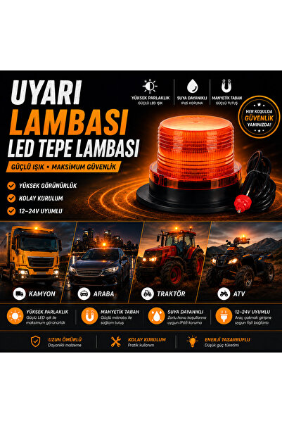 Oto Kasım Döner reflektör Çakar Led Tepe Lambası Mıknatıslı Çakmaklık Girişli