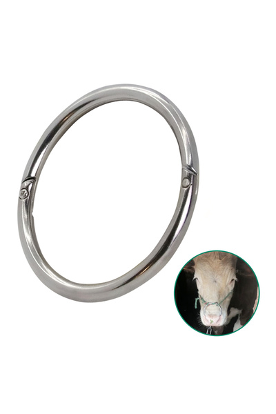 Choice Large 1Pcs Carbon Steel Cattle Nose Rings Bull Ox Cow Bovine Traction ...