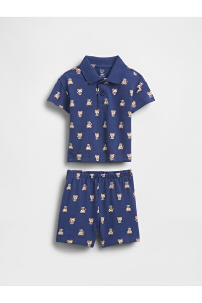 GAP Bebek Mavi Brannan Bear Pique Polo Outfit Set