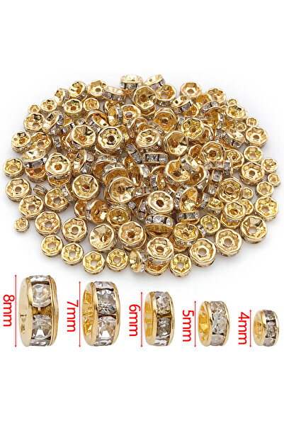 Choice10 6mm Color 2 20pcs 18K Real Gold Plated Brass Rhinestone Rondelles Cr...