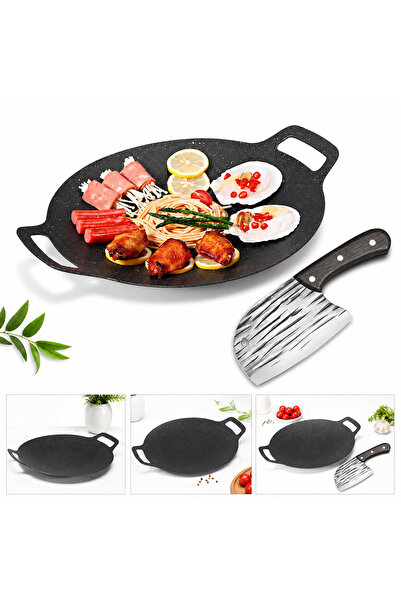 B-SQUL EXPEDITION Japanese Cooking Set – Non-Stick Grill Plate 32 cm + Cleave...