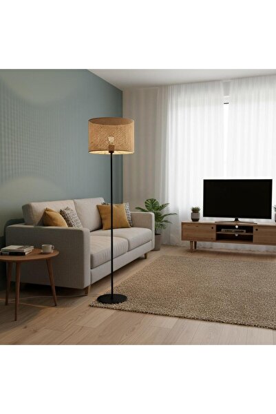 Elizim Home Lighting Canty Hasır Görünümlü Şapkalı Lambader
