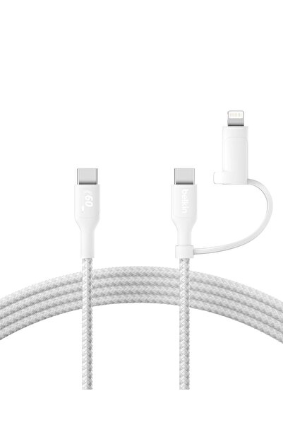Belkin 2-in-1 Charging Cable with USB-C & Lightning Connector - Braided Fast-...