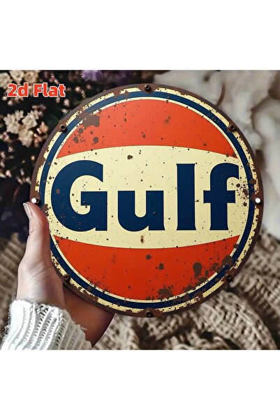 Choice لافتة معدنية مسطحة بتصميم شعار زيت "الجلف" العتيق مقاس 20×20 سم - ديكو...