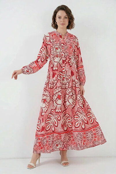 buğrahayalin Women's Shirt Collar, Gathered at the Waist, Authentic Patterned...