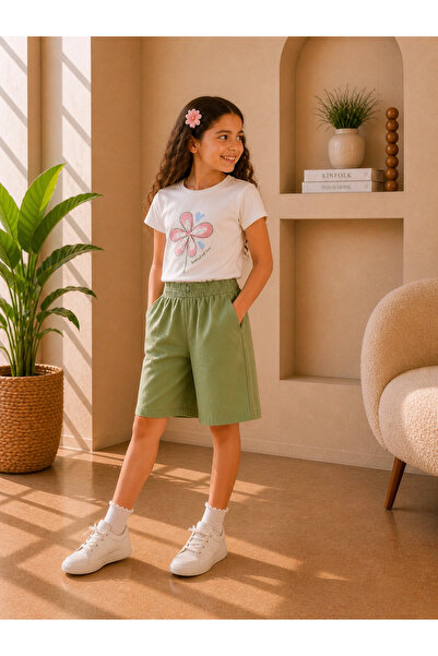 nk kids 4-8 طقم شورت ساموراي باللون الأخضر