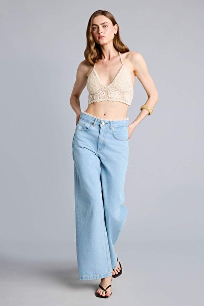 DeFacto Yüksel High Waist Wide Leg Light Blue Jean Trousers H8498Ax26Sp