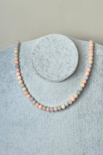 c-bhadu naturel Certified 6 mm Morganite Natural Stone Necklace