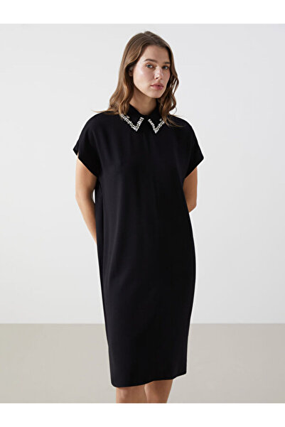 LC Waikiki Shirt Collar Stone Dress