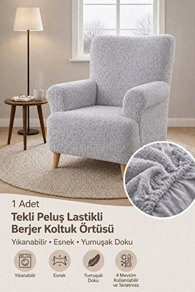 bibaha Tek Kişilik Pelüş Welsoft Kanepe Örtüsü | Lastikli Koltuk Örtüsü |çeky...