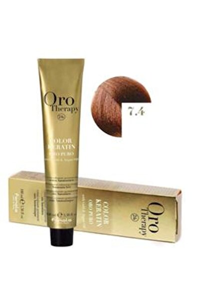 Fanola Vopsea Demi-permanenta Oro Therapy Color Keratin 7.4 Blond Aramiu, 100ml