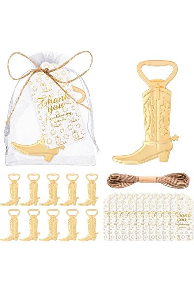 Choice 16pc Gold Cowboy Boots Bottle Openers for Favors Baby Shower Bottle Op...