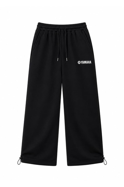 zaee Pantaloni de trening largi, ajustabili, cu broderie Yamaha