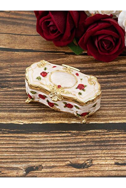 Choice goldwhiteredflower Metal Creative European Vintage Jewelry Box Small G...