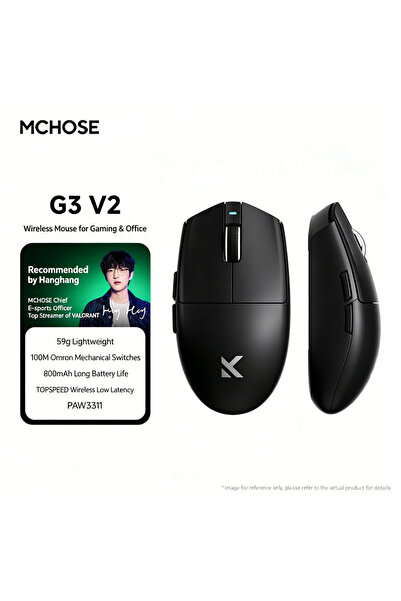 Choice3 ماوس ألعاب لاسلكي G3 V2 أسود من MCHOSE مع مستشعر PAW3395/PAW3311، ثلا...