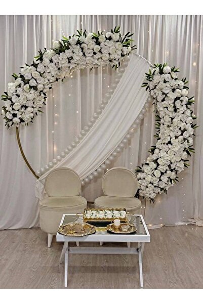 DİVA FLOWER EVENT Lüx Beyaz Şakayık & Gül Tağ Çiçeği Seti – 3 Metre (2 Adet x...