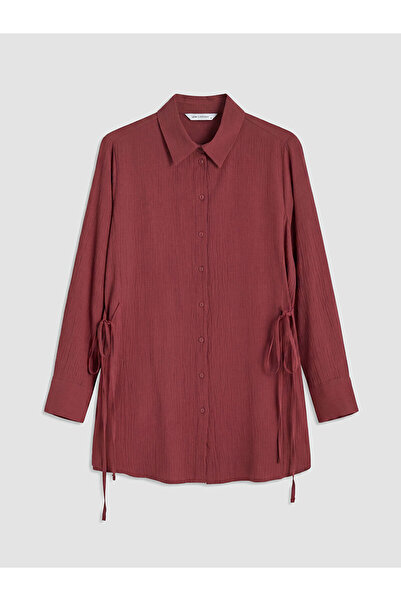 LC Waikiki Nevavm Detailed Textured Women's Shirt Tunic with a Tie Detail