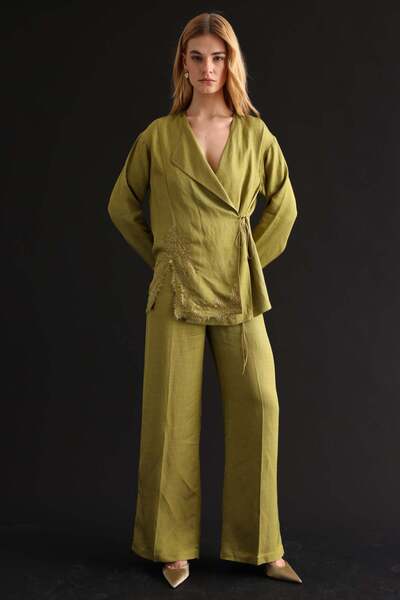 Mahal Kahma elastic waist zippered loose trousers