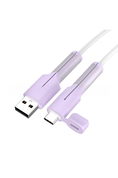 Choice1 M Android Purple Silicone Data Charging Cable Protector Anti-Break An...