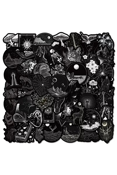 Choice 50pcs 50Pcs Gothic Dark Black White Graffiti Stickers Aesthetic Tarot ...