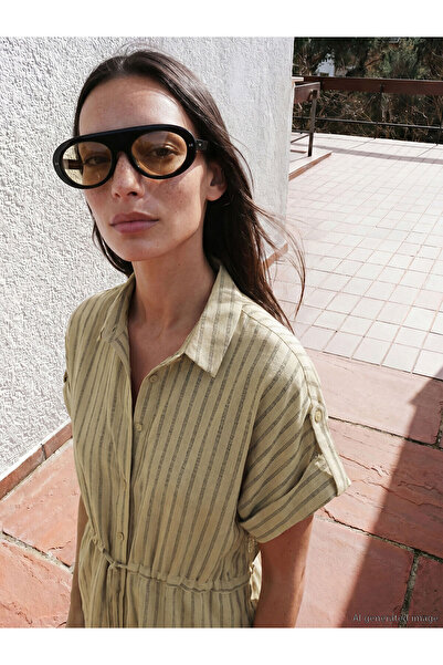 LC Waikiki Nevavm Striped Linen-Look Women's Shirt with a Difference