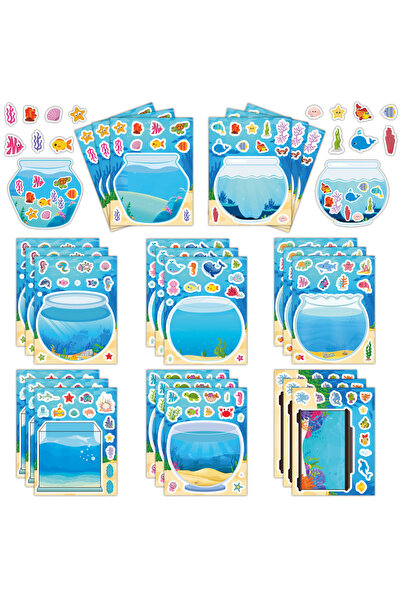Choice 8pcs 8Sheets Creative Fish Tank Cartoon Puzzle Stickers Kids Make Your...