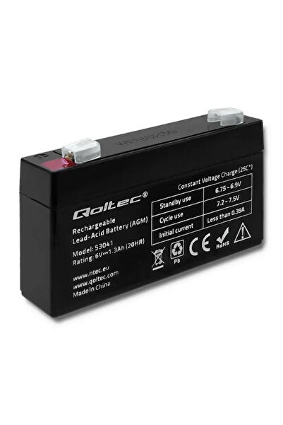 Qoltec 53041 Baterie AGM 6V 1.3Ah Max. 0.39A