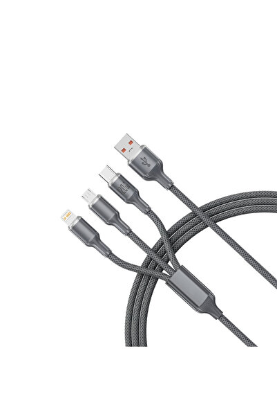 Choice كابل شحن سريع 3 في 1 أسود اللون لأجهزة آيفون، USB-C، مايكرو USB، سلك ش...