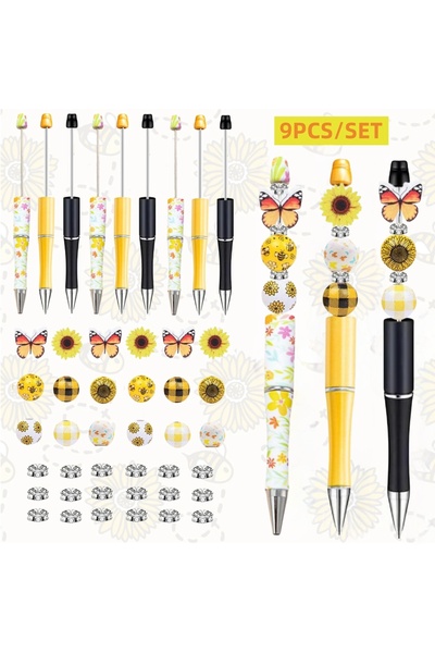 Choice 9PCS 9 PCS Colorful Spring Sunflower, Butterfly Themed DIY Bead Ballpo...