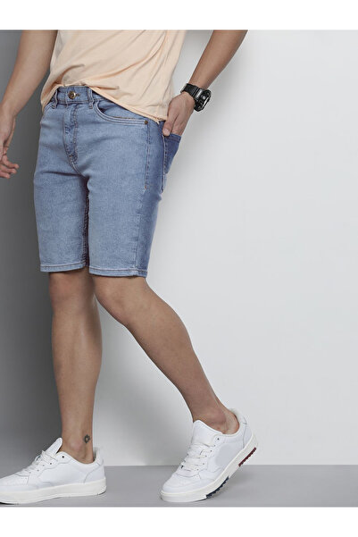 The Indian Garage Co By Styli Men Blue Slim Fit Solid Denim Shorts