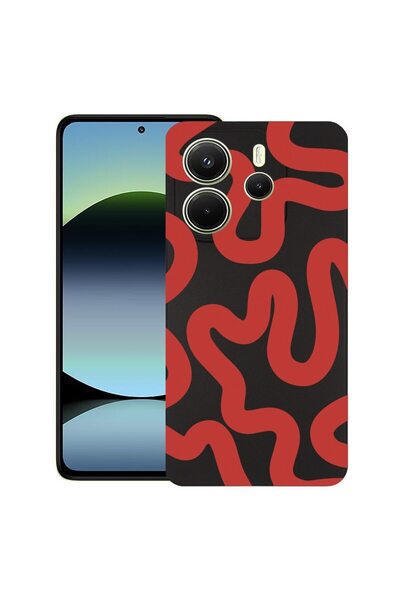 bestcase ¬Æ Husa pentru Xiaomi Redmi Note 14, Red Abstract Line, Slim Silicon...