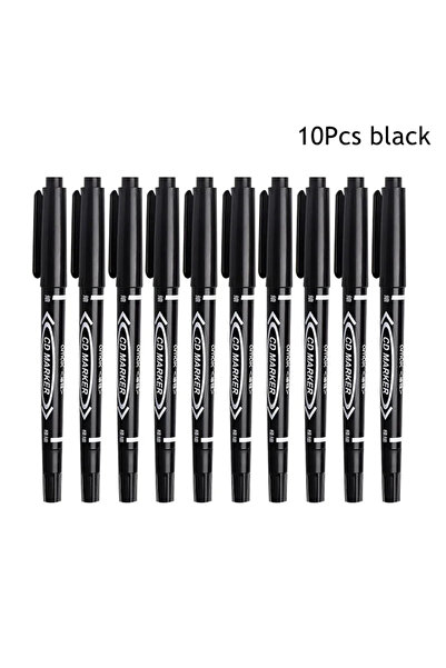 Choice1 10Pcs black 5-10pcs Double Tip Art Marker Pens Black Blue Ink Permane...