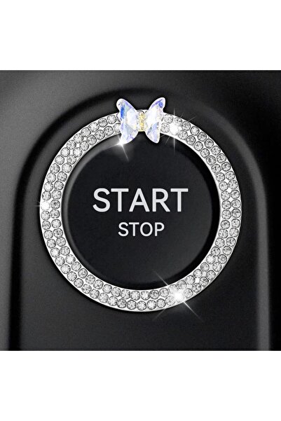 Choice1 Silvery 1 PC Car Engine Start Stop Decorative Ring, Bling Butterfly D...