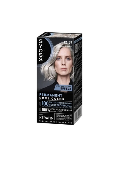 Syoss Permanent hair dye for cool shades PERMANENT COOL COLOR 12.59 platinum ...
