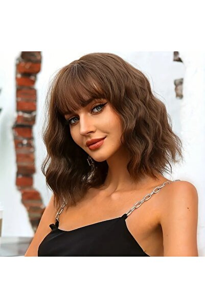 animis beauty Perucă ciocolatie, din fibră sintetică premium, cu aspect natur...
