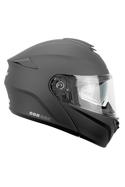CGM 568A BER MONO ÇENE AÇILIR MOTOSİKLET KASKI SİYAH / L