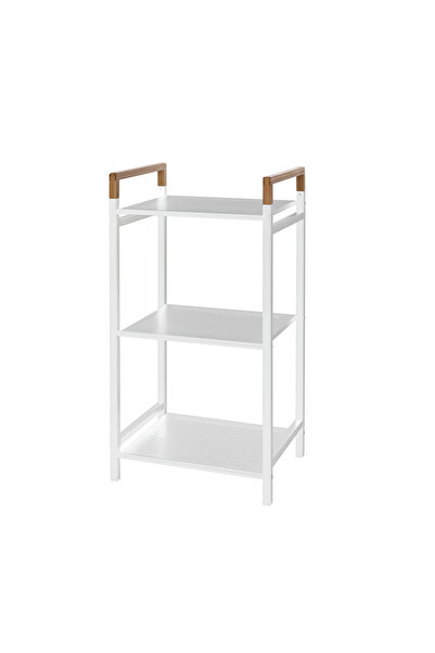 Feridras Metal shelf, Haiti, 3 shelves, 40x78x30cm, metal and bamboo, white