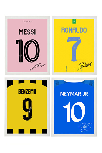 Boomah Accessories Set of 4, Ronaldo - Messi - Neymar - Benzema Autographed J...