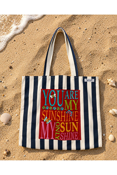 Ays Quilt Cepli Plaj Çantası – Hafif ve Geniş İç Hacimli Tote Bag