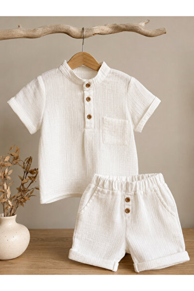 mini kanka Costum de vară pentru băieți de 3-6 ani, 100% bumbac muselină, cu ...