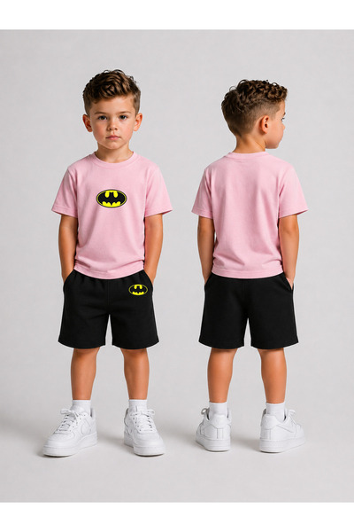 LORVEX Set tricou și pantaloni scurți pentru copii, combinație de vară din bu...