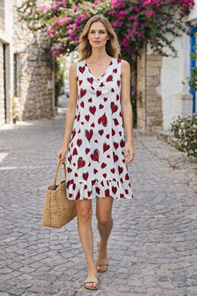 Arya Nisa Kids V-Neck Viscose Cotton Patterned Summer Dress