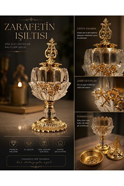 Banum Luxury Şık Tasarım Modern Altın Renkli Tütsülük