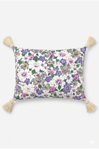 KIRLENT TEKSTİL Botanika Series Fiori Floral Cushion Cover with Tassels 40X60 cm