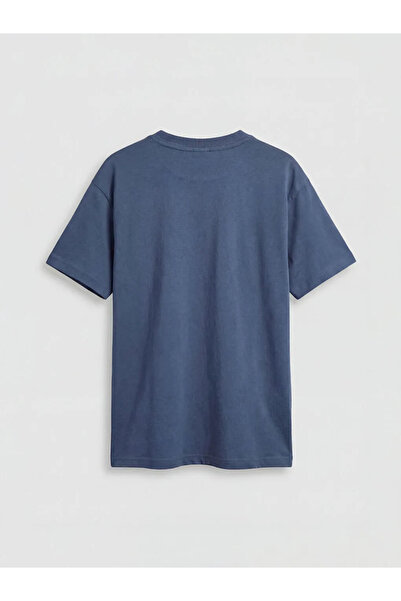 LC Waikiki Navy Blue Crew Neck T-Shirt for Boys with Label Detail