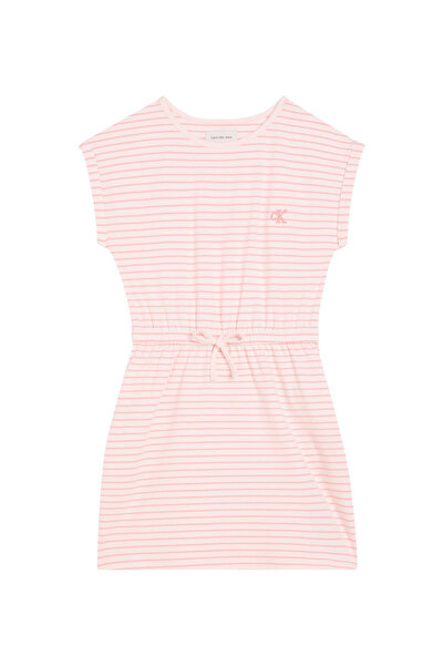 Calvin Klein Açık Pembe Kız Çocuk Çizgili Elbise LVCKSJH04GTEV