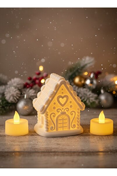 3DLİNE LED Işıklı Dekoratif Mini Gingerbread house-Tealight house