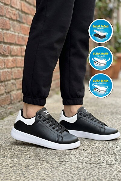 WALKWAY Black and White Lace-Up Lightweight Unisex Skin Sports Shoes Costa g