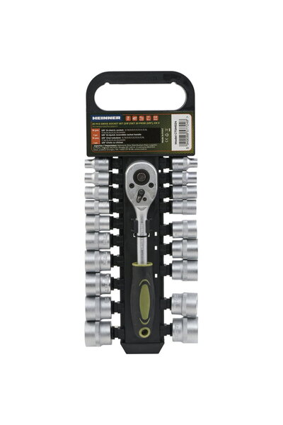 Heinner CR-V 20-piece set, 3/8", 19 tubular wrenches 6-24 mm size, 3/8" rever...